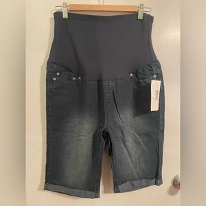 Times 2 Medium Blue Over-Belly Maternity Denim Shorts - Size L